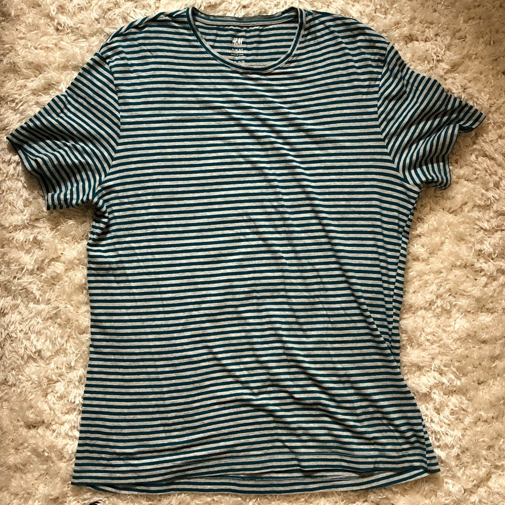 Teal stripped slim fit tee
